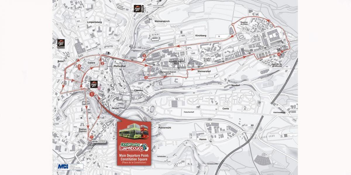 mapa hop na hop izvan Luksemburga