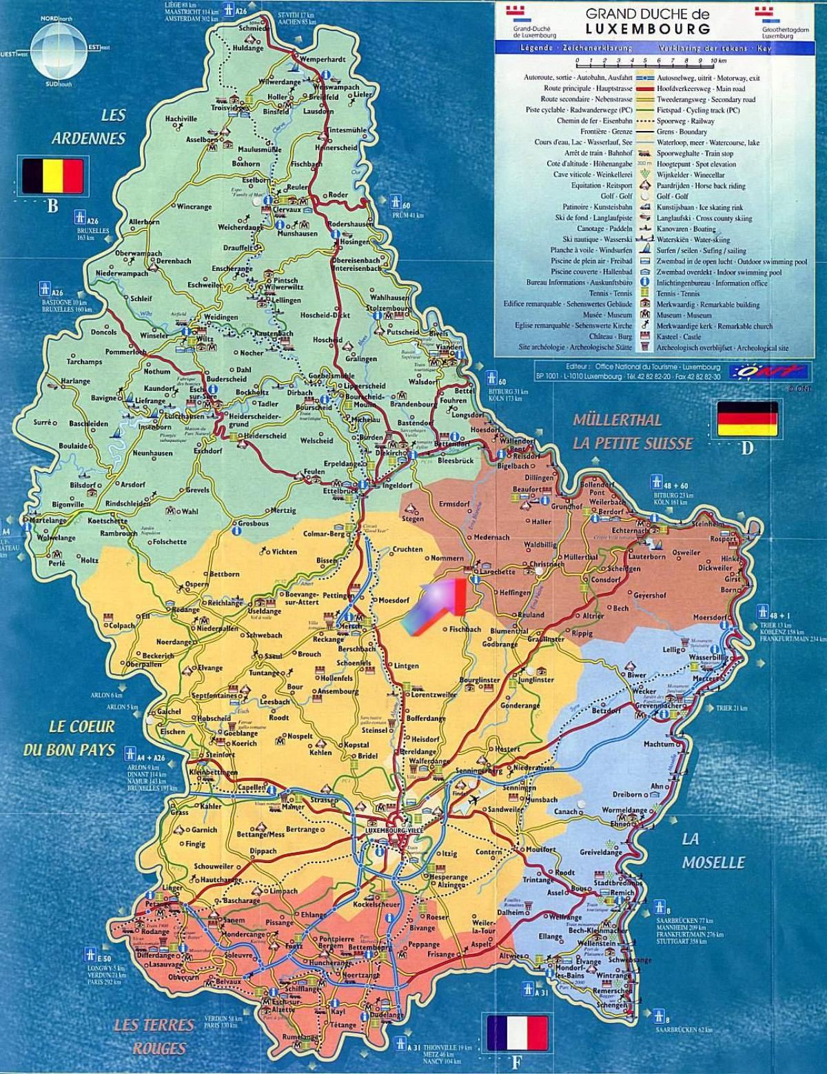 mapa Luksemburg turističke mapu atrakcije