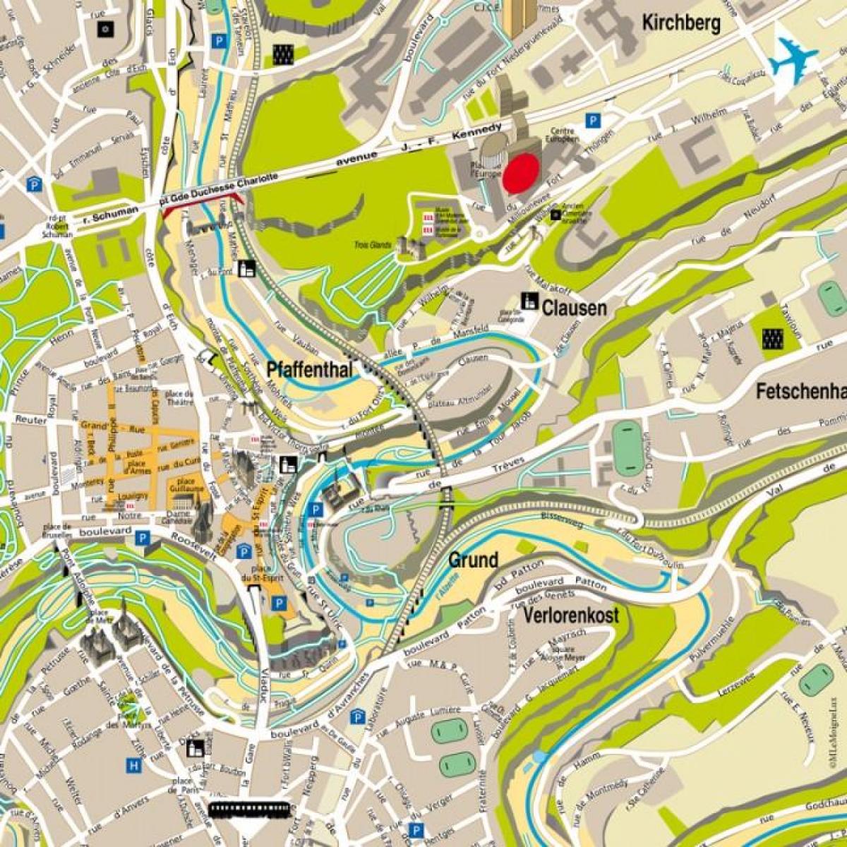 mapa Luksemburg ulice