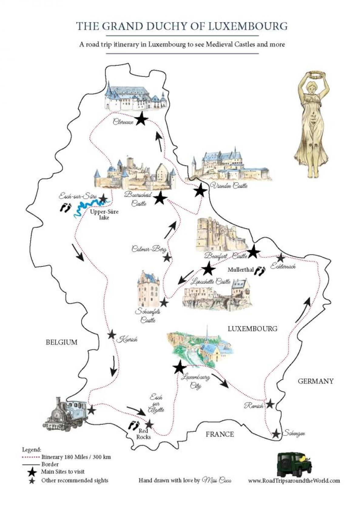 mapa Luksemburg zamkovima