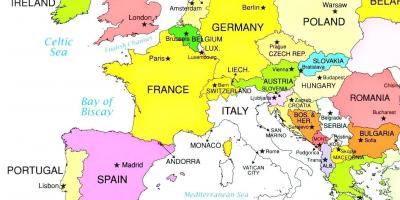 Kartu europe pokazuje Luksemburg