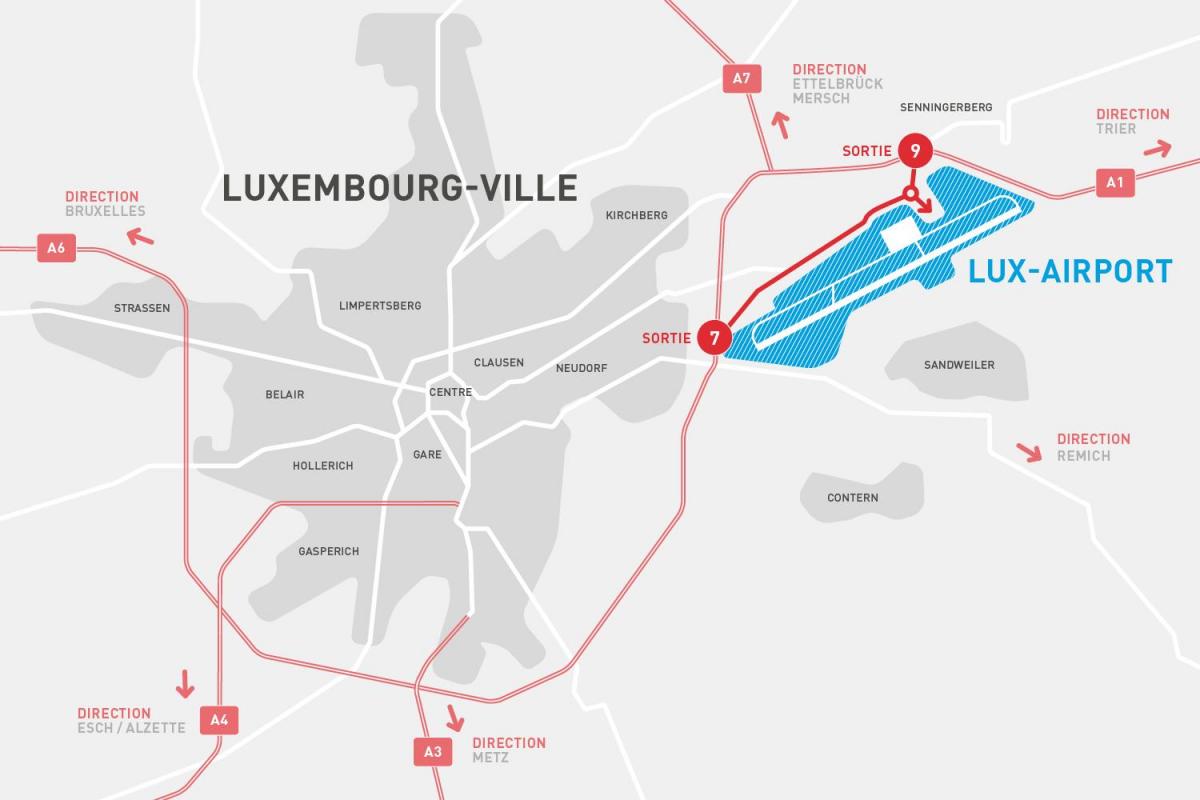 mapa Luksemburg aerodrom